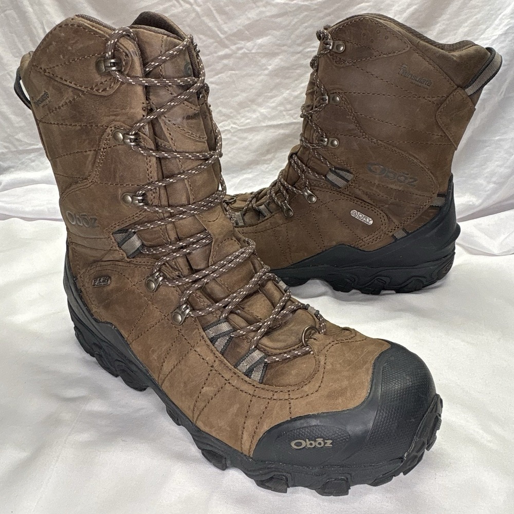 Oboz Bridger 10" Boots Men's 14 Waterproof Insulated Winter Snow B-Dry Brown